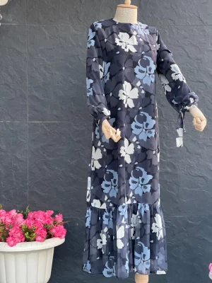 Şifon Kumaş İç Astarlı Uzun Elbise