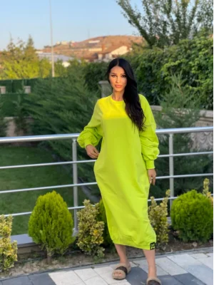 Yeşil Oversize Midi Elbise