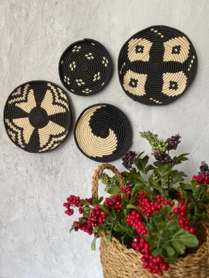 Mia Afrika El Örgüsü Hasır Duvar Tabağı