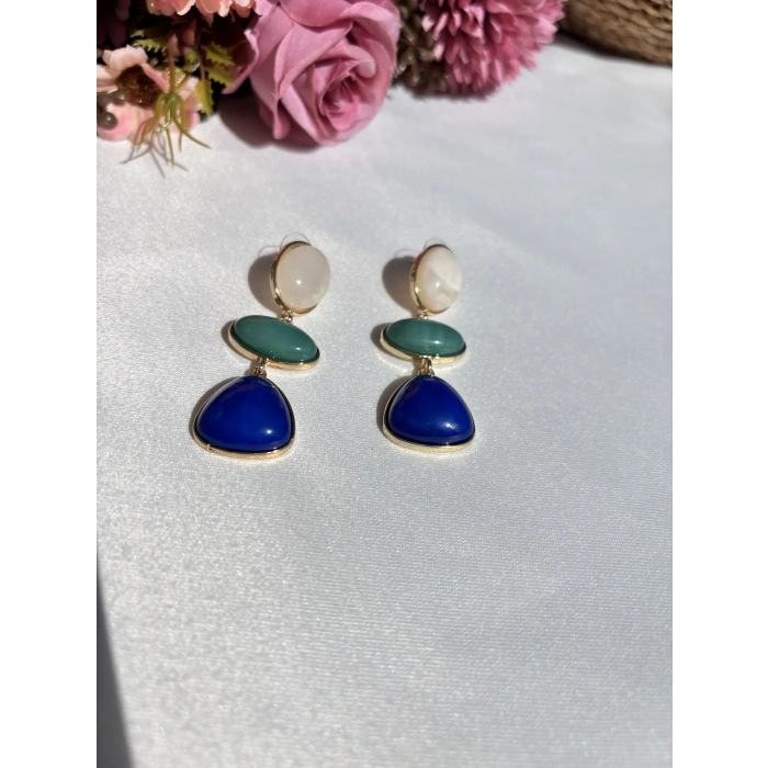 Asimetrik Kesim 3 Renk Küpe