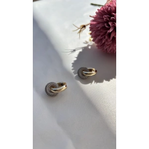 Çift Halka Zirkon Taşlı Küpe