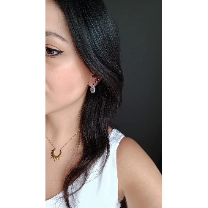 Zirkon Taşlı Mini Gümüş Küpe