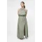 Atelier Chaputs Linen Flora Green Dress One-Size