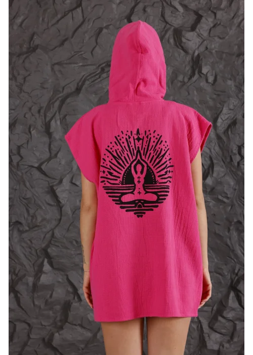 Yogi Wooden Printed Pink Robe