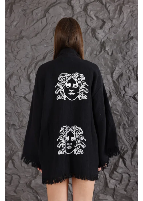 Medusa Wooden Printed Black Robe