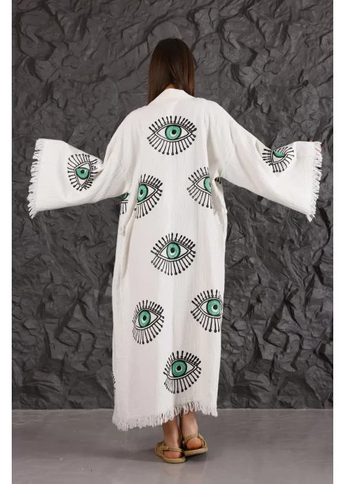 Green Eye Wooden Printed Kaftan