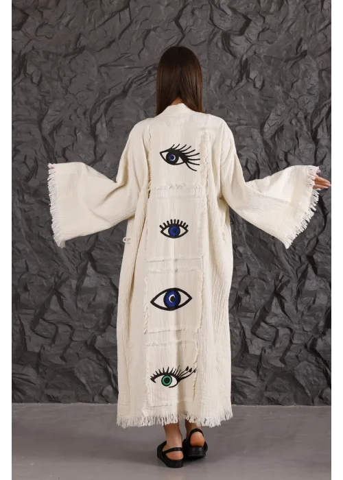 Eye Wooden Printed Patched Kaftan