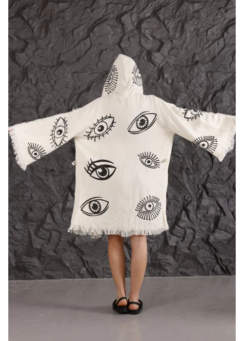 Eye Wooden Printed Hooded Robe