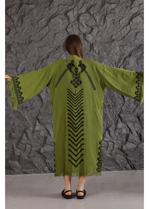 Harmakis Wooden Printed Bathrobe