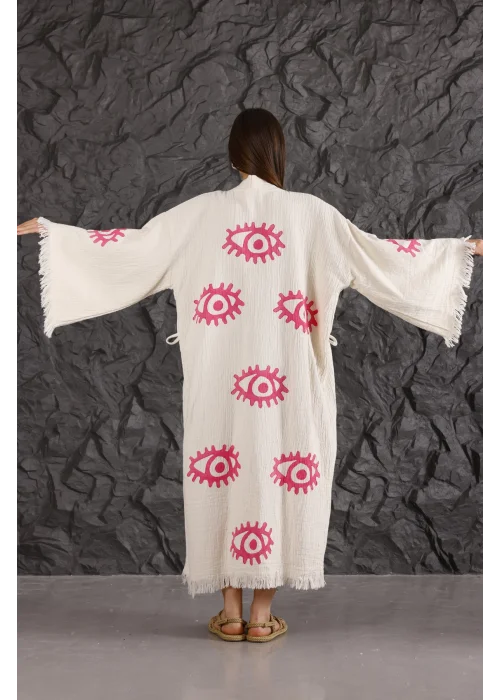 Pink Eye Wooden Printed Kaftan