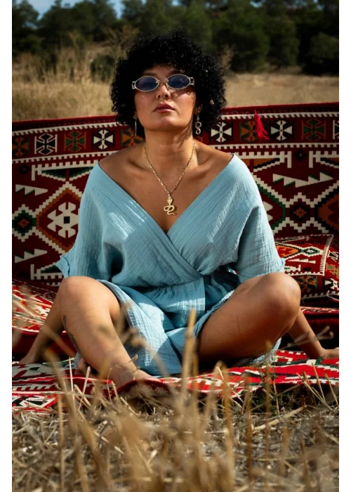 Anvelop Sky Blue Muslin Dress