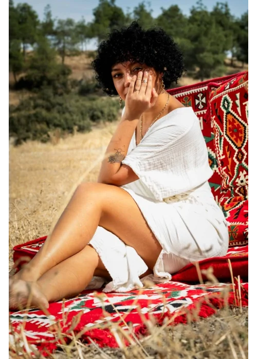 Atelier Chaputs 100% Cotton Muslin Envelope White Dress One-Size