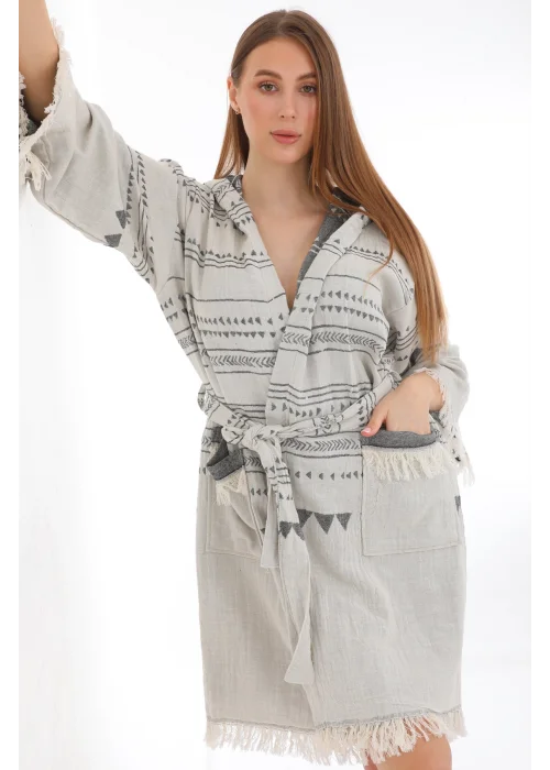 Aspendos Beige & Black Bathrobe