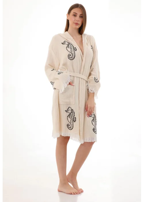 Black Seahorse Bamboo Bathrobe
