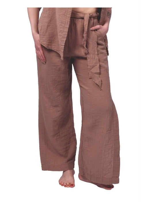 Brown Muslin Slit Trouser
