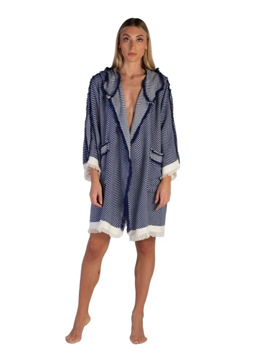 Chevron Navy Blue Bathrobe