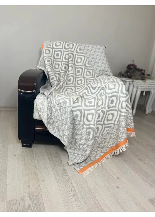 Drop Throw - Grey & Orange