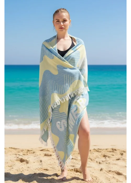 Halikarnassos Turquoise & Yellow Peshtemal