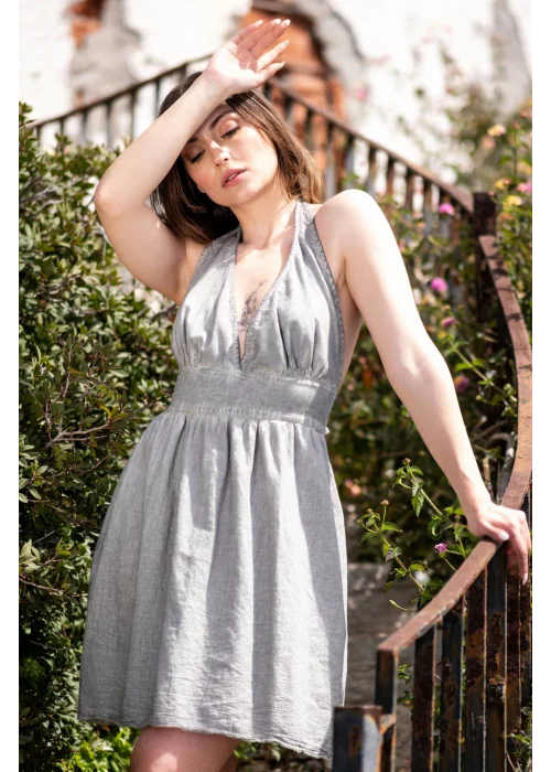 Ateiler Chaputs Keten Hera Gri Elbise One-Size