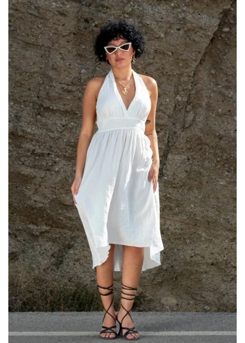 Atelier Chaputs 100% Cotton Muslin Hera White Dress One-Size