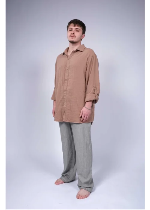 Atelier Chaputs 100% Cotton Muslin Organic Coffee Shirt One-Size