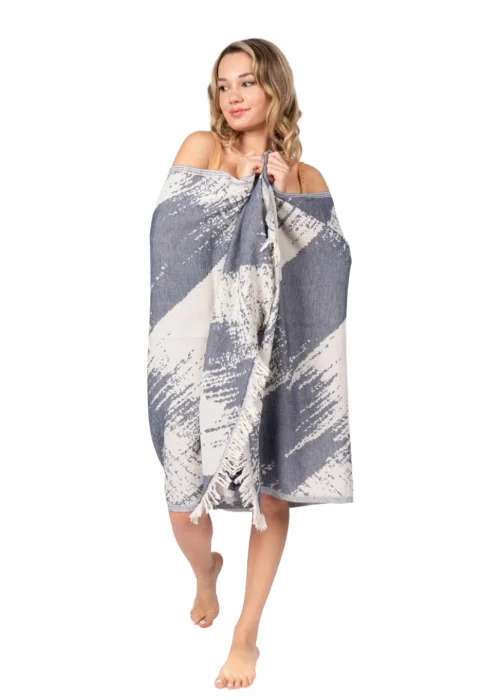 Perge Navy Blue Peshtemal (Double Face)