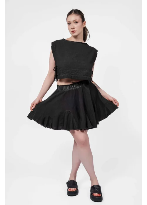 Ateiler Chaputs Linen Seliz Black Skirt One-Size