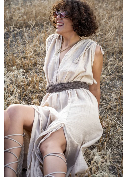Stella Beige Muslin Dress