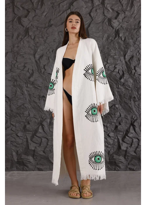 Green Eye Wooden Printed Bathrobe