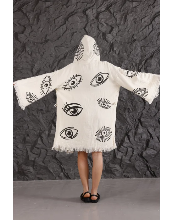 Eye Wooden Printed Hooded Robe