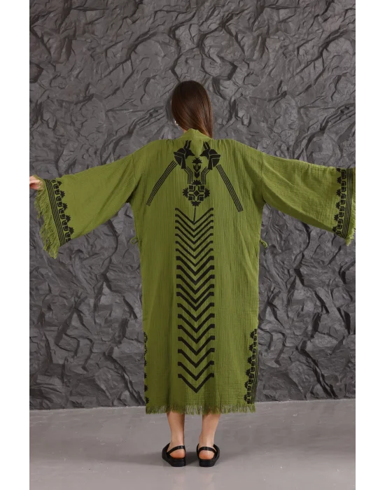 Harmakis Wooden Printed Bathrobe