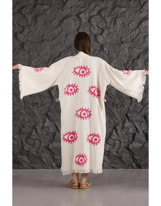 Pink Eye Wooden Printed Kaftan