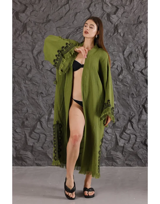 Harmakis Wooden Printed Bathrobe