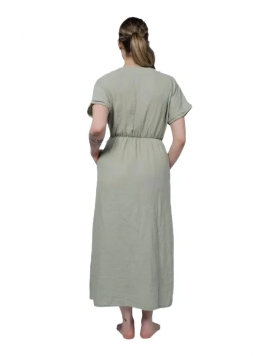 Atelier Chaputs 100% Cotton Muslin Wrap Green Dress One-Size