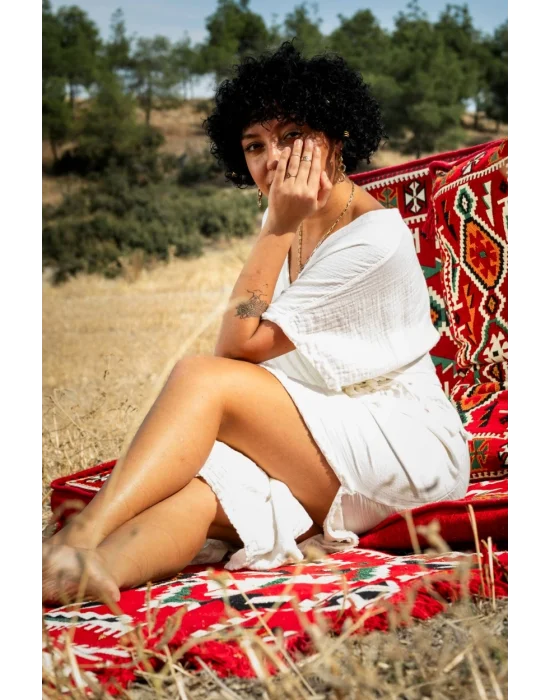 Atelier Chaputs 100% Cotton Muslin Envelope White Dress One-Size