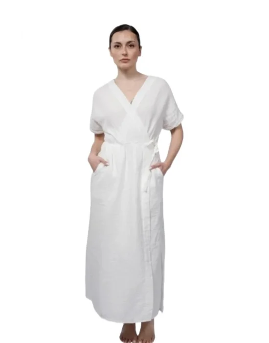 Atelier Chaputs 100% Cotton Muslin Envelope White Dress One-Size