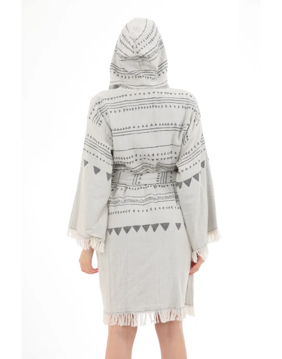 Aspendos Beige & Black Bathrobe