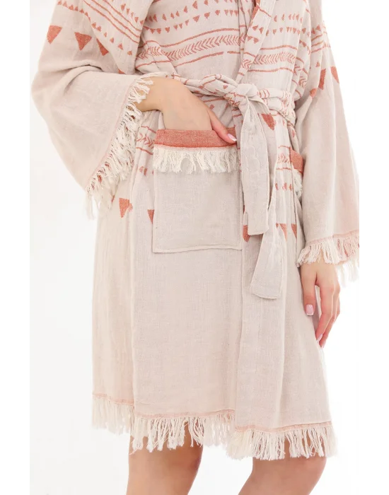 Aspendos Beige & Terra Bathrobe