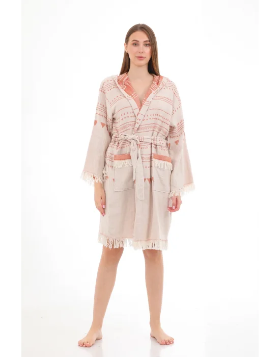 Aspendos Beige & Terra Bathrobe