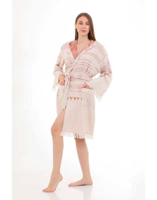 Aspendos Beige & Terra Bathrobe