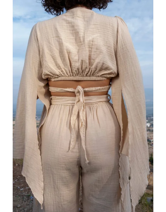 Aya Beige Muslin Blouse