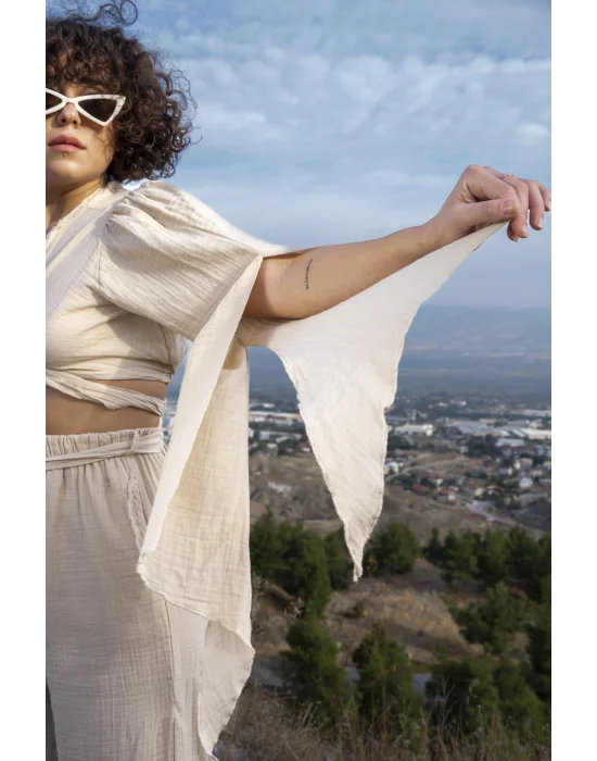 Aya Beige Muslin Blouse