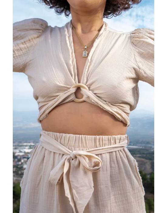 Aya Beige Muslin Blouse