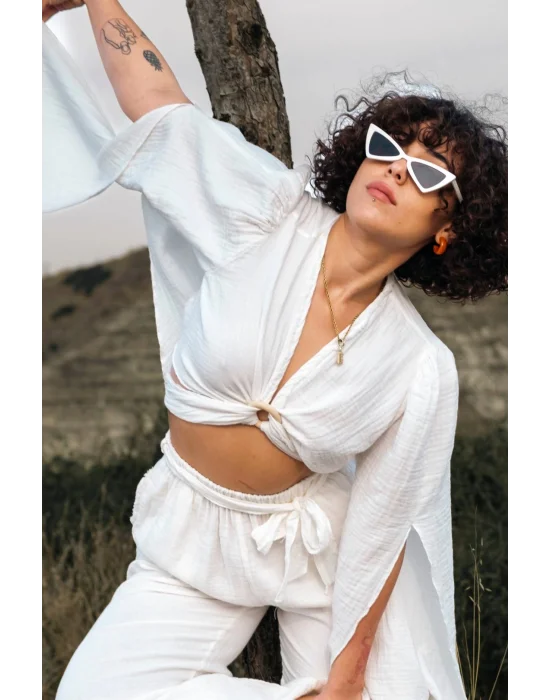 Aya White Muslin Blouse