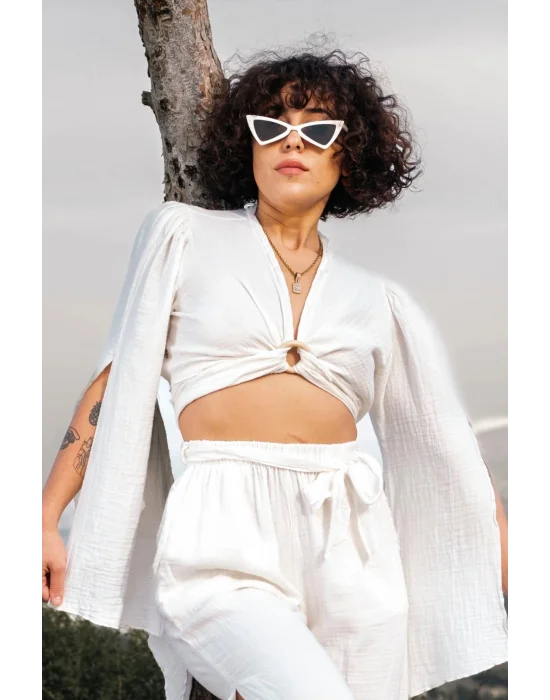 Aya White Muslin Blouse