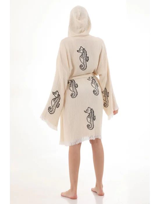 Black Seahorse Bamboo Bathrobe