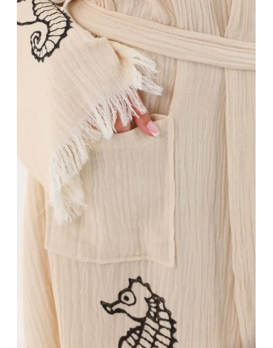 Black Seahorse Bamboo Bathrobe