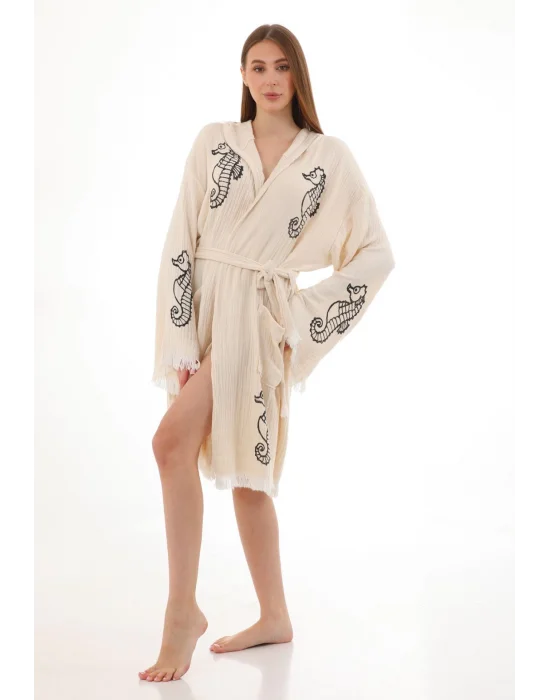 Black Seahorse Bamboo Bathrobe