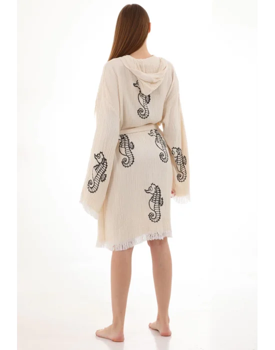 Black Seahorse Bamboo Bathrobe