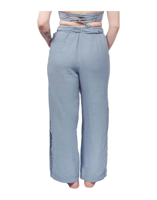 Blue Muslin Slit Trouser